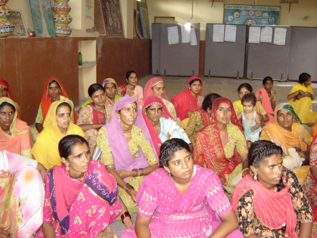 Women attending a training session with nutrition displays